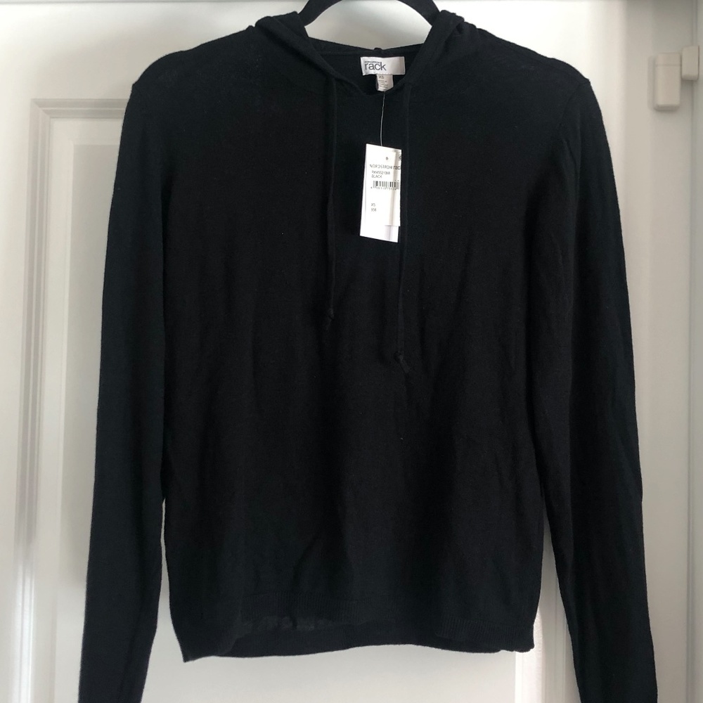 NWT Black Hooded Lightweight Sweater Nordstrom Rack Womens XS